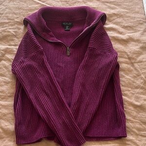 Cozy Purple Quarter-Zip Sweater
